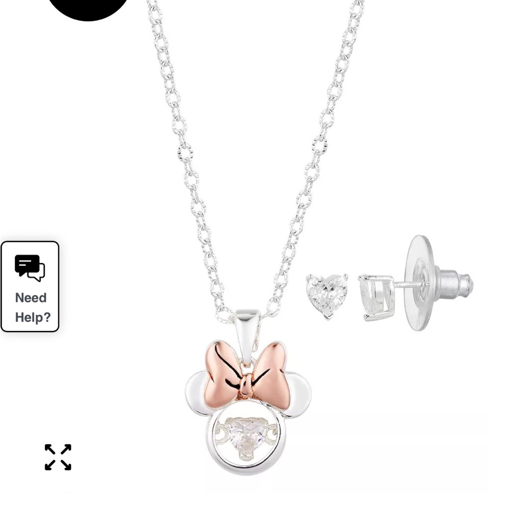 Disney Cubic Zirconia “Bowtiful” Minnie Mouse Necklace and Earrings